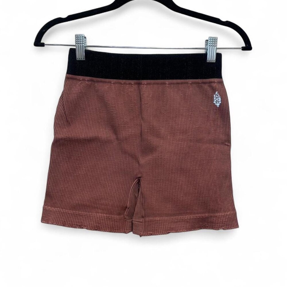 Free People Movement Ribbed Athletic Shorts Rust Orange XS